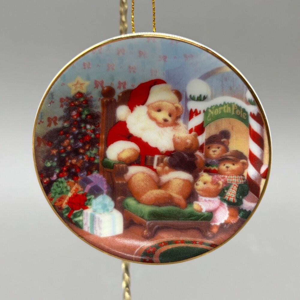 Avon 2001 Porcelain Ornament Santa Bear Christmas Tree North Pole Collectible